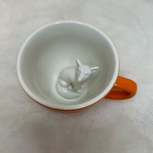 Orange Ceramic Mug with Fox 🦊 Figurine
